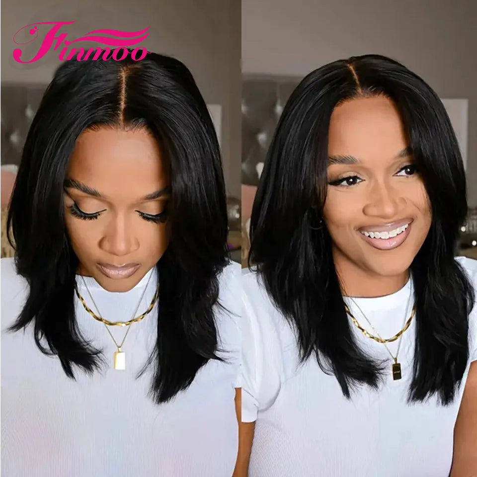 4x4 Natural Colored Straight 150% Density Human Hair Wigs For Woman Pre plucked Remy 4x4 Lace Closure Wig For Women Daliy Use