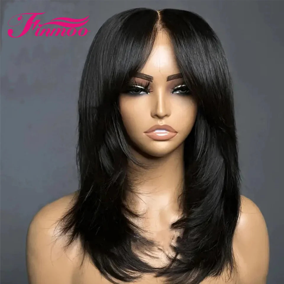 4x4 Natural Colored Straight 150% Density Human Hair Wigs For Woman Pre plucked Remy 4x4 Lace Closure Wig For Women Daliy Use